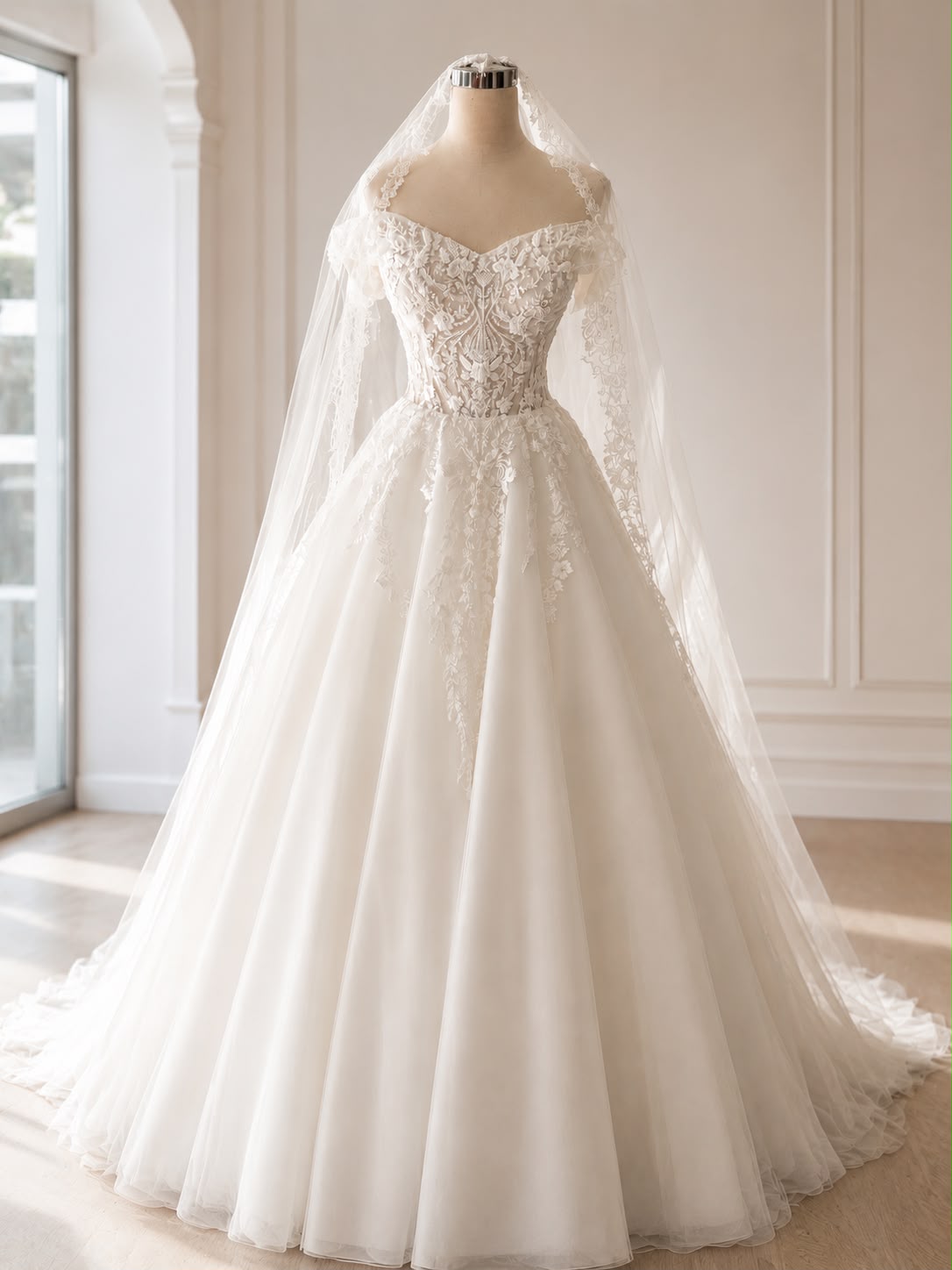 Off-Shoulder Royal Bloom Brautkleid