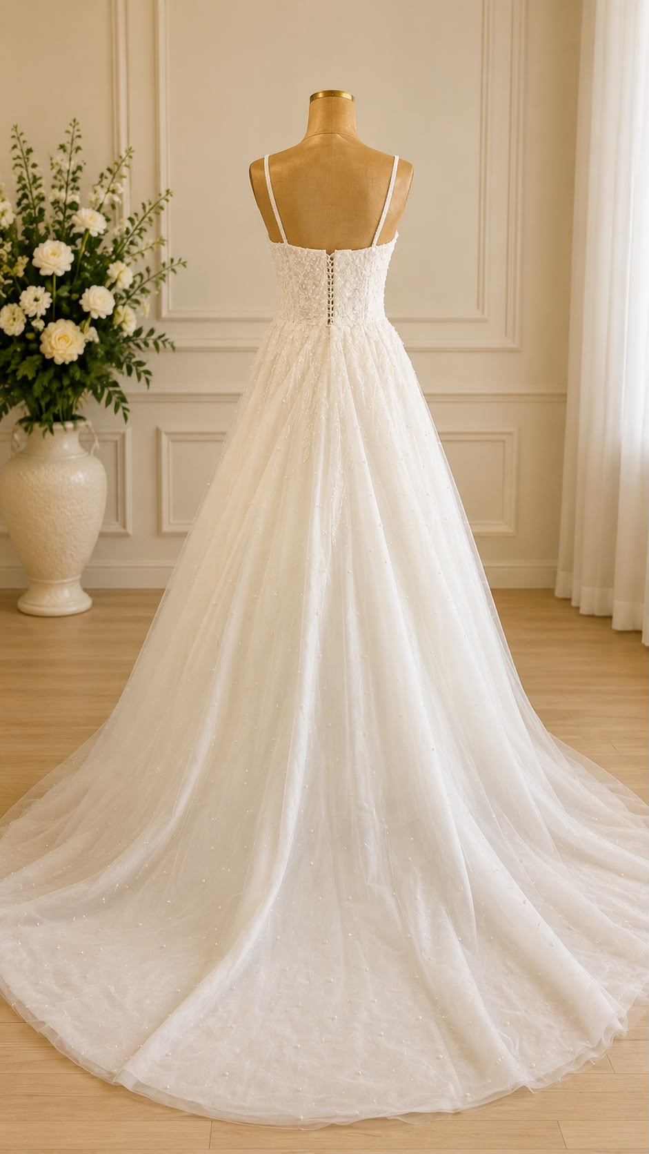Perlen-Traum A-Linien Hochzeitskleid